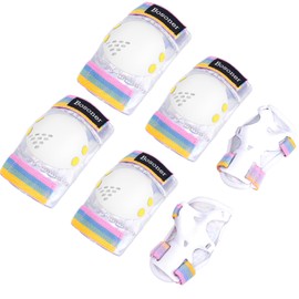 BOSONER Kids Knee and Eblow Pads: Child Knee Pads and Elbow Pads Wrist Guards Set - 6Pcs Safety Protective Gear for Roller Bike Skating