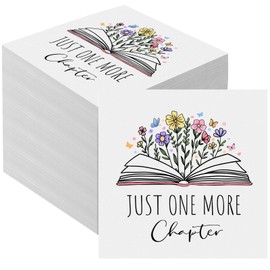 Crtiin 50 Pcs More Chapter Book Club Vintage Beverage Napkins Decorations Book Lovers Gifts 3 Ply Disposable Beverage Luncheon Paper Napkins for Reading Themed Party Supplies