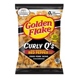 Golden Flake Red Pepper Curly Q Pork Skins 3.5oz/ 3pk