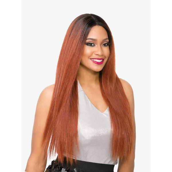 Sensationnel Elegant Human Hair Blend Wig Swiss Lace Wig Cloud 9 Rachel, Colour: T1B/BG (OMBRE Black/Burgundy)