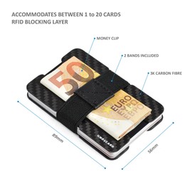 KNOXCARD Carbon Card Holder for Credit Debit Loyalty ID Cards and Money Bills - Mini Travel Wallet - RFID Blocking (Red and Black)