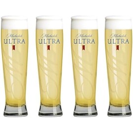 Michelob Ultra Beer Glasses, Pilsner Style, Set of 4, Clear