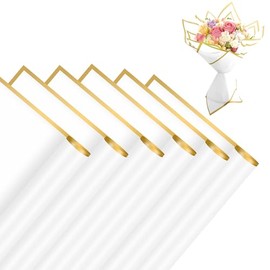 Gold Edge Wrapping Paper 20 Sheets - White Floral Gift Wrap with Golden Border for Bouquets, Wedding, Anniversary, Gift Packaging, Flower Shop