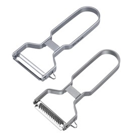 Westmark Peeler with 2-sided cutting blade and hollow out for damaged areas + Julienne peeler for thin vegetable strips - for right and left handed users - stainless steel