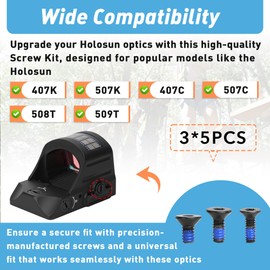 15Pcs Screw Kit for Holosun Battery Tray with Mounting Tool | Compatible with 509T/508T/507C/407C/507K/407K Models