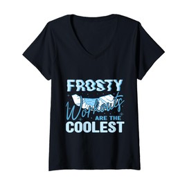 Womens Ice Water Frosty Workouts are the coolest ice bathers V-Neck T-Shirt
