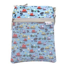 tiddlers & nippers Kids Swimming Bag | Wet & Dry Bag | External Pocket for Dry Items | Swim Bag with Leak Proof, Waterproof, Zipped Section | Ideal Toilet/Nappy Training Bag (Diggers & Lorries)
