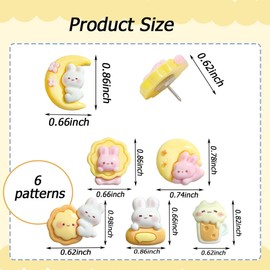 30 pcs Rabbit Push Pins Cute Rabbit Thumb Tacks Creative Drawing Pins Softwood Decorative Push Pins Billboard Photo,for Bulletin Board Office Supplies(Yellow Rabbit)