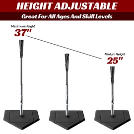 JASCOPRO Portable Baseball Batting Tee, Height Adjustable from 25-37 inch Hitting Tee for Baseball and Softball,Premium Baseball Tee with Rubber Top,Alumium Pole,Metal Base for Kids/Youths/Adults