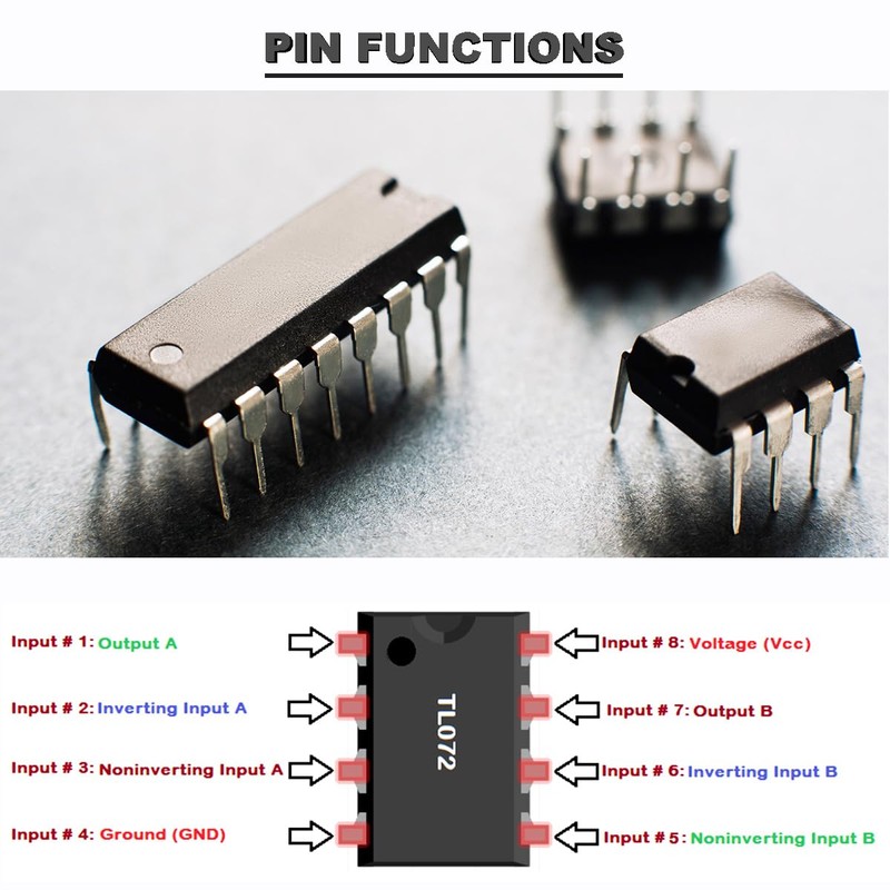 DAOKAI TL072CP Op Amp DIP-8 Delay Op Amp Dual Op