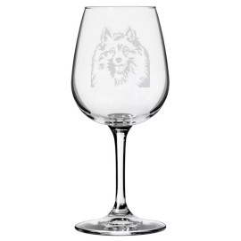 Etched Laser Art Keeshond Dog Themed Etched All Purpose 12.75oz Wine Glass