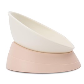 French Bulldog Food Bowl- Slanted Tilted Pug Food Water Bowl,Cat Bowl- Feeder for Frenchie/Shih Tzu/Flat Faced Small Dogs/Puppies/Cats (Lightpink, 4 Cup)