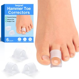 Hammer Toe Corrector, 6 Pack Toe Spacers, Toe Straighteners for Curled Toes, Bunion Corrector for Preventing Rubbing & Relieve Pressure (3 Sizes in One Set)