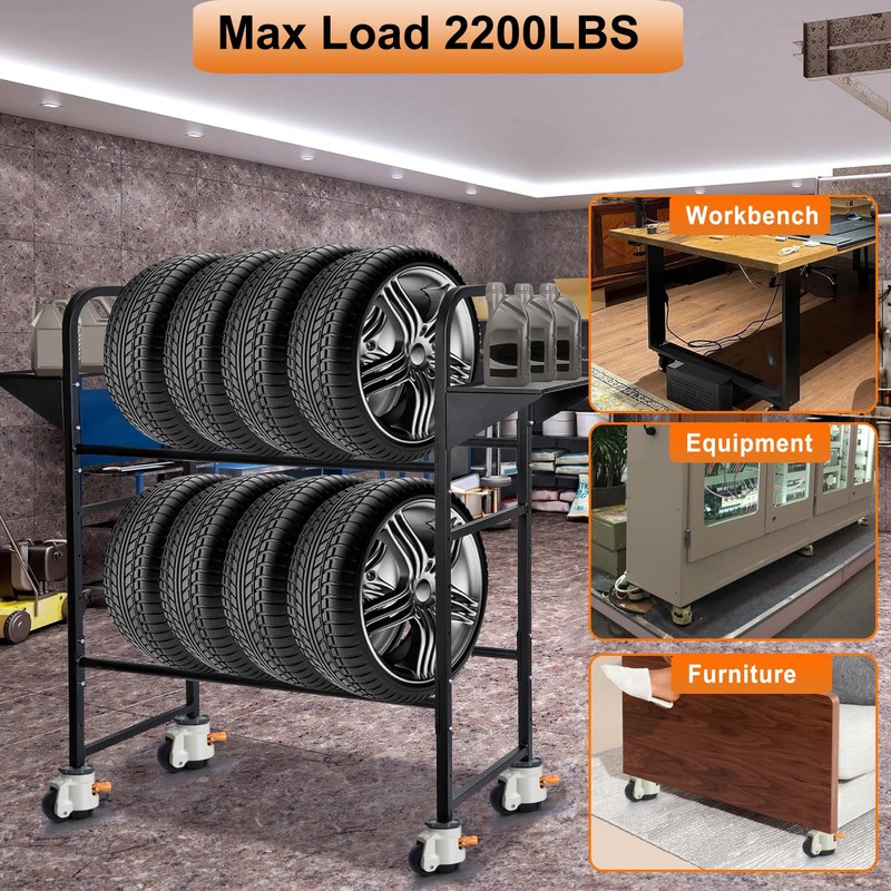 Leveling Stem Casters, M12 Thread Casters Set of 4 Heavy
