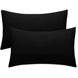 Pillow Cases 2 Pack Black Pillow Covers 50X75CM Hotel Quality Poly Cotton (Black, 2 Pillow Cases)