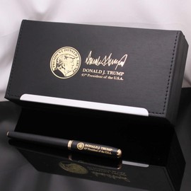 Proud Patriots | Black & Gold Presidential Pen – 45th President Collectible Writing Instrument with Display Case – Executive-Style Gift Pen