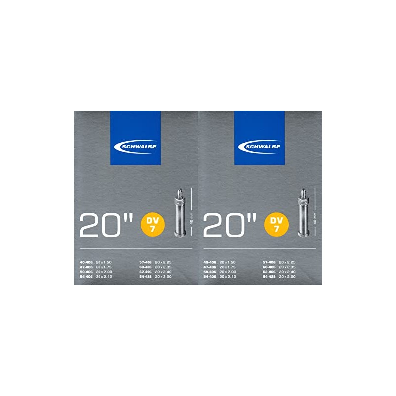 2x Schwalbe DV 7 Inner Tube 20 Inch 1.5-2.40 40/62-406