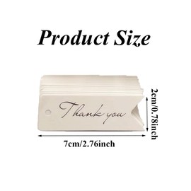 100Pcs Mini Thank You Tags Hanging Decoration Labels with String Small Thank You Tag for Wedding Favors Wrapping(White)