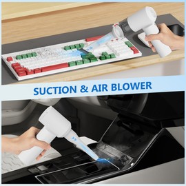 HOMIGIFTY 4 in 1 Car Vacuum Portable Cordless 16000PA Hand held Compressed Air Duster Mini Keyboard Cleaner with Brushless Motor for Home,Office, Pet