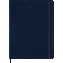 Moleskine Weekly Agenda with Space for Notes 12 Months 2024, Agenda 2024, Size XL 19x25, Hard Cover and Elastic Closure, Colour Sapphire Blue