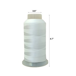Polyester Thread Heavy Duty Bonded UV Resistant Outdoor Thread #69 T70 Size 210D/3Ply for Marine Upholstery, Leather, Sewing Crafts, 3000Yards Pack of 2 (White)