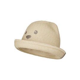 Sterntaler Straw Hat Bear - Summer Hat with Bear Face and Grosgrain Ribbon - UV Protection 50+ Sun Hat - Baby and Children Summer Headpiece, sand, 53