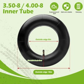 Pack of 2 3.50-8 Hose with Curved Valve TR-87, Lawn Mower Tyres, Air Hose Made of Thickened Rubber, Compatible with Lawnmowers, Wheelbarrows, Garden Trailers, Go Karts
