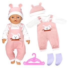 Sweet Doll Clothes for 14-18 Inch Doll, New Doll Clothes Doll Outfits Overall Compatible with 14-18 Inch Dolls, Sweet New Outfit Hat for 35-43cm Reborn Doll(Not Include Doll)