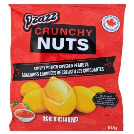 Pzazz Crunchy Nuts, Crispy Potato Covered Peanuts, Ketchup Flavored, 80g/3 oz