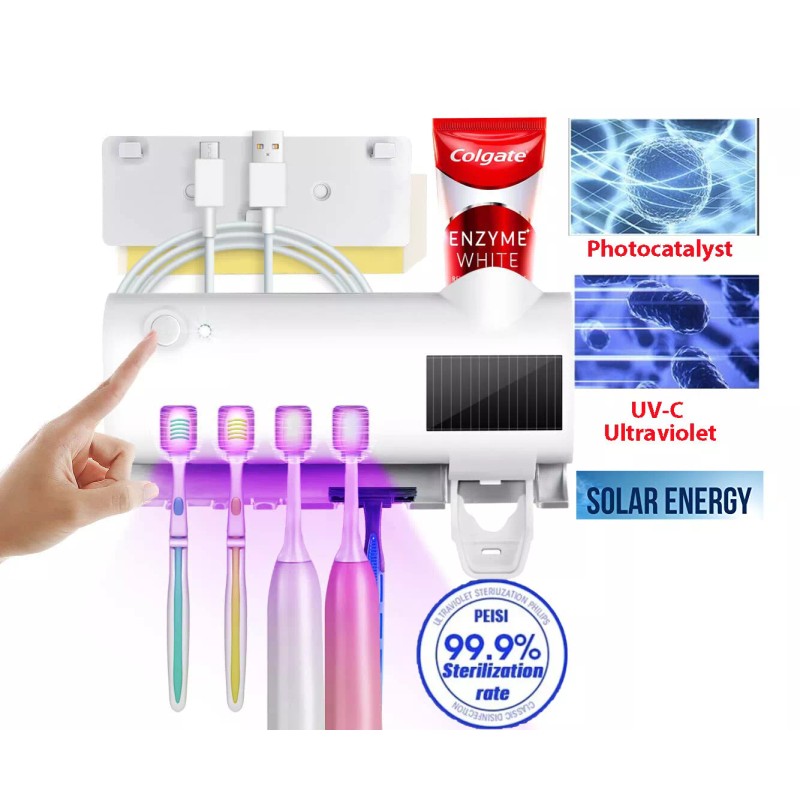 MagicTek UV Light Sterilizer Toothbrush Holder Cleaner & Automatic Toothpaste
