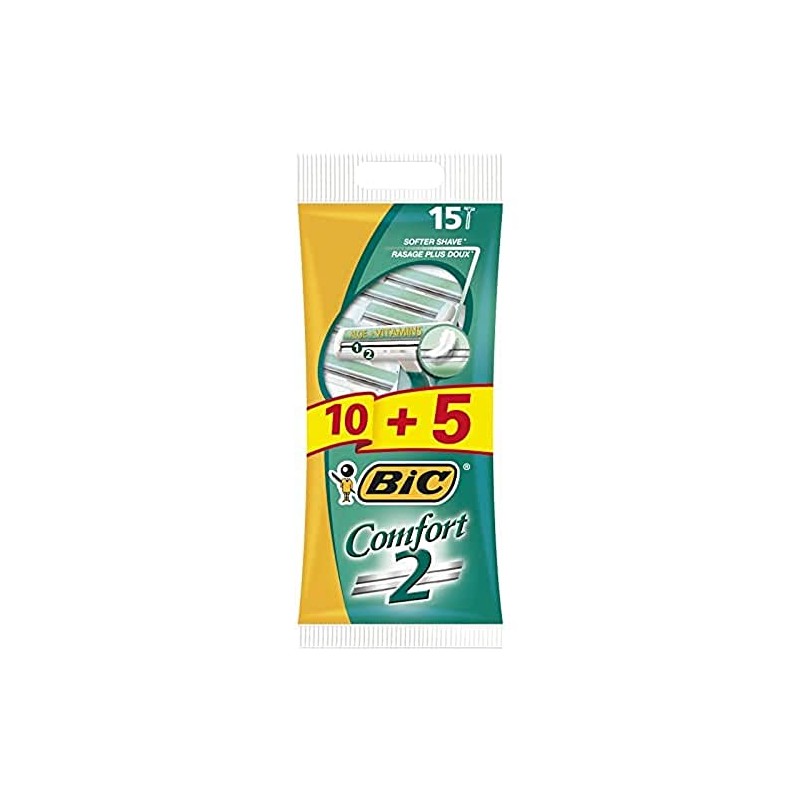 Bic Men’s Comfort 2 Razor, 1 Pack of 10 + 5