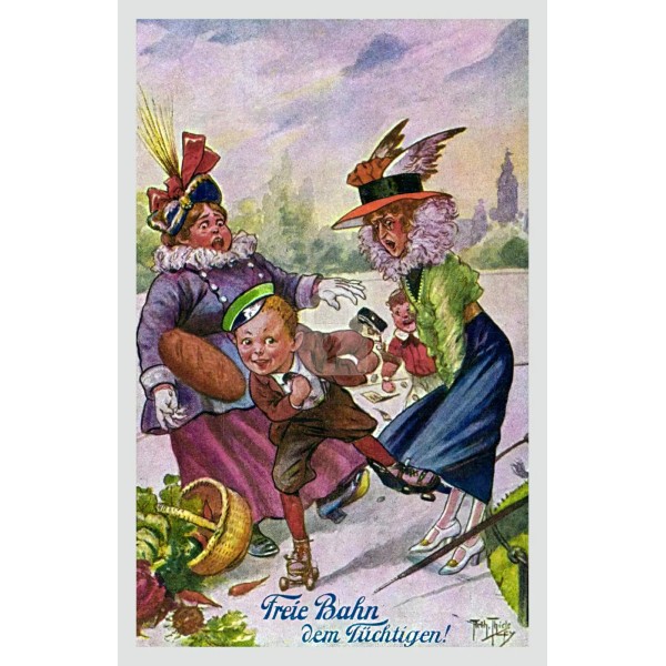 Arthur Thiele PC Roller Skating boy "MAKE WAY" *Art Repro