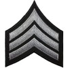 Papapatch Chevrons Sergeant E-5 Stripes US Army Rank Sew on Iron on Arms Shoulder Embroidered Applique Patch - Black and Grey (1 Piece) (IRON-E5-BKGY)