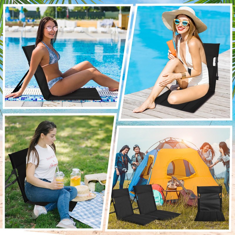 Karenhi 4 Pcs Foldable Pool Chairs Portable Poolside Chairs for