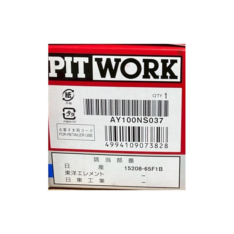 PITWORK / Oil Element Model Number: AY100-NS037