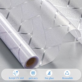 Coavas Frosted Window Privacy Film Static Cling Non-Adhesive for Glass Windows, Heat Control UV Blocking Sun Blocking Anti Glare, Day and Night Bathroom Home Office Cover, 35.4"x118"