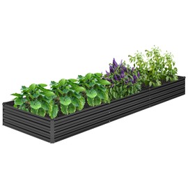 DIIYIV 12x4x1FT Galvanized Raised Garden Bed Kit,Vegetable Boxes-Rectangle Metal Flower Box,Large Planter Raised Beds Outdoor Garden for Planting,Fruit,Herb-Black