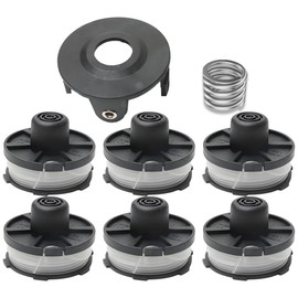 Pack of 6 Thread Spools Grass Trimmer Accessories Spool, 2 Spool Covers, 2 Springs, Compatible with Makita 18 V Dur181/RF/Z, 195858-1/196145-9 Grass Trimmer Replacement Spool