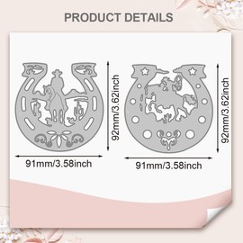 WADORN 2 Pieces Western Cowman Horseshoe Metal Cutting Dies Western Sence Embossing Cutting Set Made of Carbon Steel for DIY Scrapbooking Making Photo Album Paper