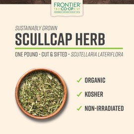 Frontier Co-op Organic Scullcap Herb Cut & Sifted Certified Organic Herbal Supplement 1lb - Skullcap Herb for Tincture, Tea, Supplement