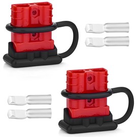 Uddick 2PCS 50A 6-10 Gauge Battery Cable Quick Connect/Disconnect Connector Plug Kit with Dust Cover for Car Forklift Motor Winch Trailer (Red 6AWG)