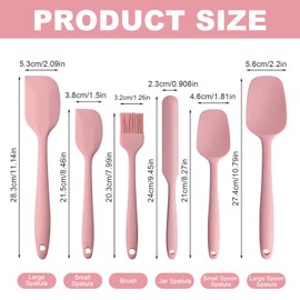 CHSEROK Teigschaber Silikon, 6 Stück Silikon Spatel Küche, Enthält 5 Schaber und 1 Silikonbürste, Silikonschaber KücheHitzebeständig, Küchenutensilien Rosa für Pizza, Crêpes und Teigschaber