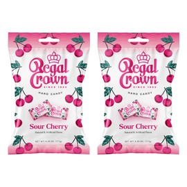 Regal Crown Sour Cherry Candy | Traditional Sour Cherries Candy | Tart and Tangy Old Fashioned Sour Cherry Hard Candy Brought To You By Iconic Candy | 6.25oz Peg Bag (2)