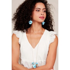 ZENZII arete de pétalos pasteles Azul