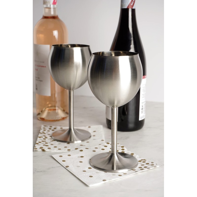 RSVP Endurance Stainless Steel Wine Glass, Set of 2