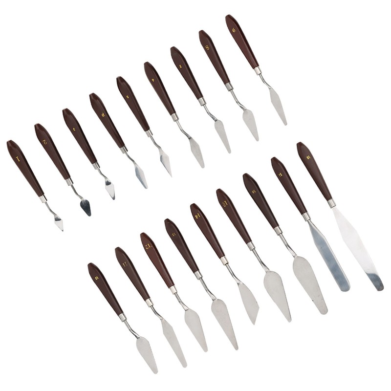18Pcs Paint Scraper Knife Exquisite Plastic Handle Oil Painting Tool