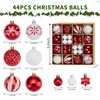 44 Pcs Christmas Tree Baubles White and Red Christmas Tree