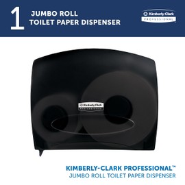Kimberly-Clark Professional Jumbo Roll Toilet Paper Dispenser (09507), with Stub, Black, Wall Mounted, Commercial Grade (Qty 1)