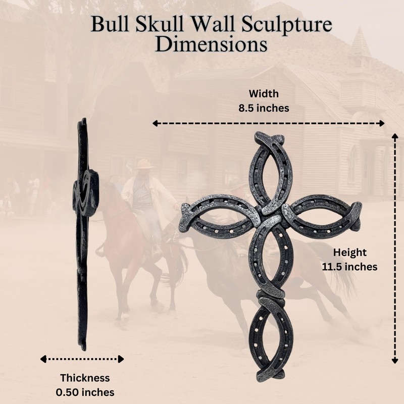 BestGiftEver Rustic Wall Cross with Horseshoe Western Design - Spiritual