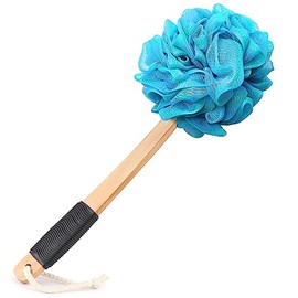 Forenee Loofah Stick Malla Suave Luffa Mango Madera Antideslizante Hecho Material Goma Robusto Depurador Posterior Ducha Mujeres Hombres Cuerda Colgar